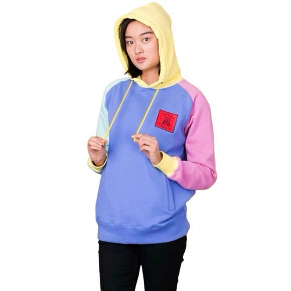Teddy Fresh OG Colorblock Hoodie Multicolor Pullover Sweatshirt Unisex Small - Picture 14 of 15